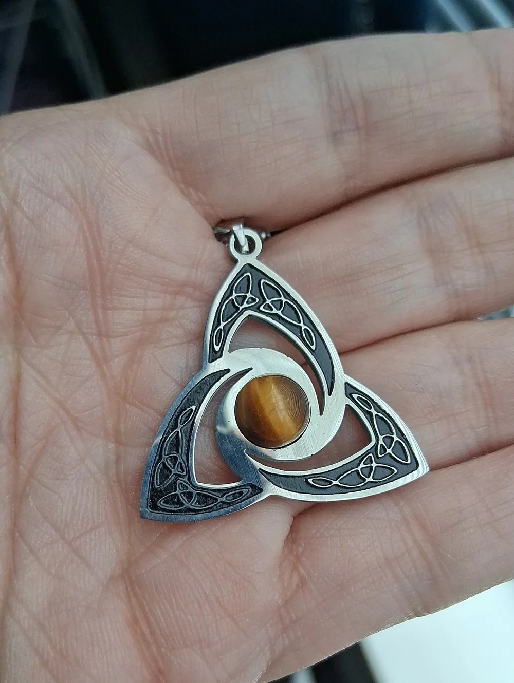 Celtic Trinity Knot Tiger Eye Necklace